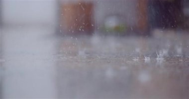 Şiddetli sağanak yağış sırasında yağmur damlaları doğal ışıkta yağar.