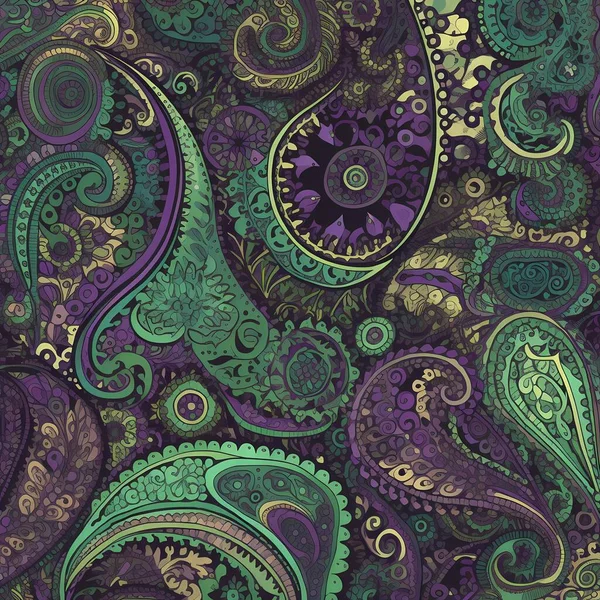 Intricate Paisley Pattern Rich Purple Elegant Stylish Design Flowing Teardrop — Stock Photo, Image