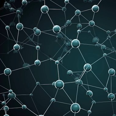 Moleküler yapıların soyut deseni. Bilim ve kimyadan esinlenen karmaşık ve birbirine bağlı şekiller. Karmaşıklık ve simetriye göre geometrik olarak düzenlenmiş. Organik organizmaların mikroskobik dünyasını yansıtır..