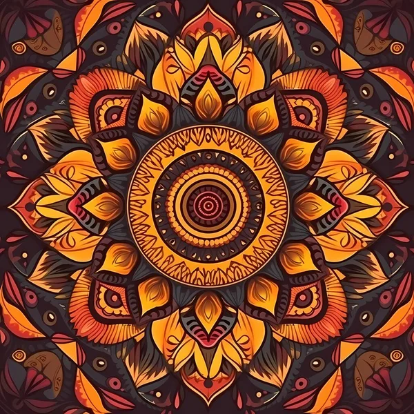 Patrón Mandala Vibrante Colores Cálidos Brillantes Con Diseños Intrincados Que — Foto de Stock