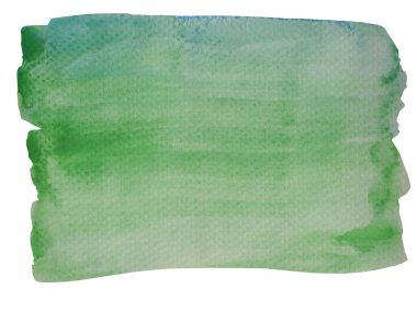 Soyut arkaplan ve doku deseni beyaz arkaplanda izole edilmiş mavi ve yeşil renk akışı, suluboya el çizimi ve kağıda boyanmış