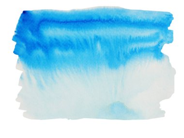 Soyut arkaplan ve doku deseni beyaz arkaplanda izole edilmiş mavi ve yeşil renk akışı, suluboya el çizimi ve kağıda boyanmış