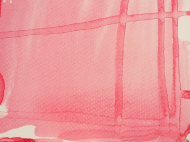 Beyaz zemin üzerinde soyut arkaplan ve desen kırmızı ve pembe renk akışı, resimli suluboya el resmi ve kağıt üzerine boyanmış