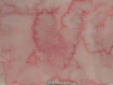 Beyaz zemin üzerinde soyut arkaplan ve desen kırmızı ve pembe renk akışı, resimli suluboya el resmi ve kağıt üzerine boyanmış