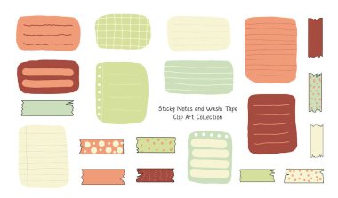 Yapışkan notlar ve hoş renkte washi bantları.