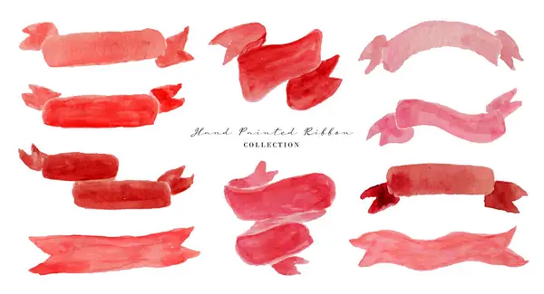 A set of red ribbon watercolor Illustration 