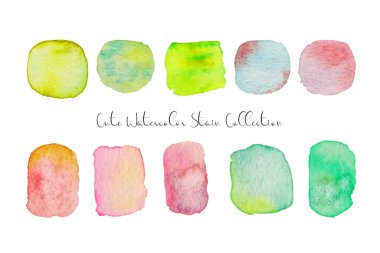 a set of colorful watercolor stain with spring color