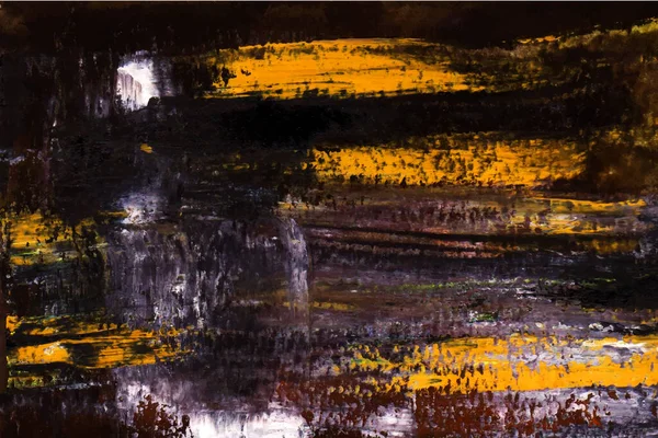 茶色と黒の抽象画ブラシストロークの背景 — ストックベクタ