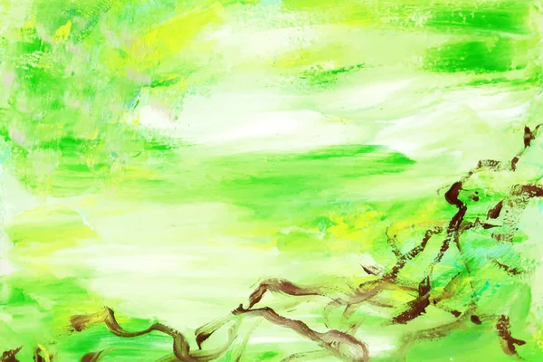 Grün Und Weiß Abstrakte Malerei Hintergrund — Stockvektor