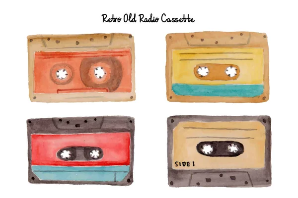 Eski Retro Kaset Suluboya İllüstrasyonu