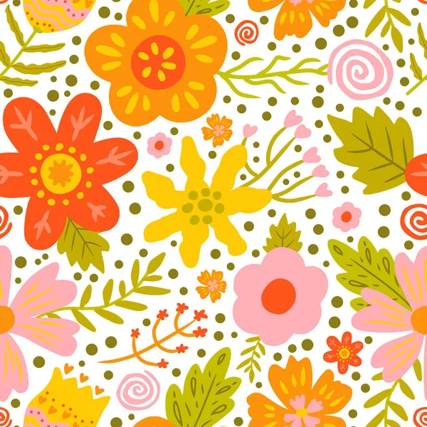 可愛いシンプルな花のシームレスなパターン — ストックベクタ