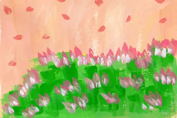 Roztomilé Umělecké Abstraktní Květinová Zahrada Malířství — Stockový vektor