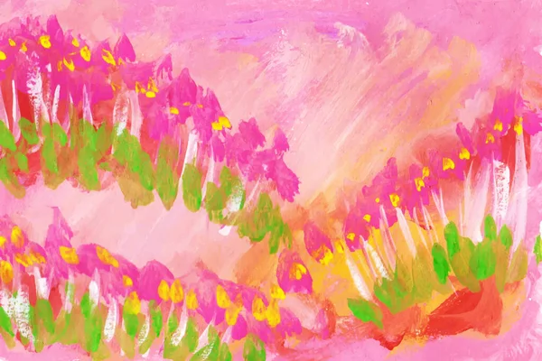 Niedliche Rosa Blume Garten Abstarct Malerei Hintergrund — Stockvektor