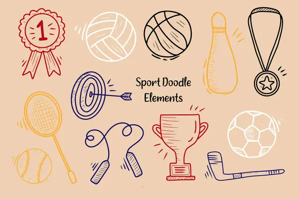 Cute Sports Sketch Element Collection Vecteurs De Stock Libres De Droits