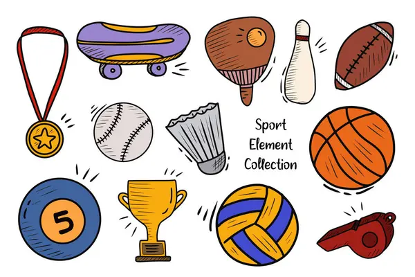 Cute Sports Sketch Element Collection Illustration De Stock