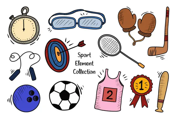 Cute Sports Sketch Element Collection Graphismes Vectoriels