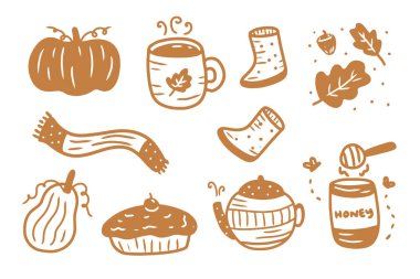 Şirin Sonbahar Karalama Elementi Koleksiyonu