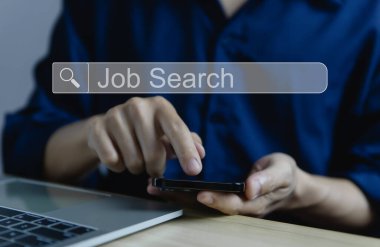 Recruitment communication. Information gathering opportunities to search for jobs on the Internet technology. The concept of finding a career from computers online business connection