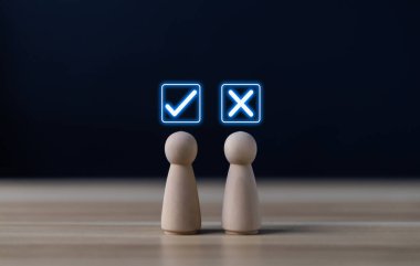 İnsanların doğru ve yanlış işaret karar kavramını göstermesini engellemek, oy vermek ve evet ya da hayır demek zor durumlar için iş seçeneklerini düşünmek doğru ve yanlış sembol