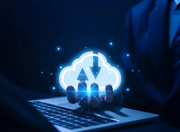 Cloud Computing Zeigt Das Konzept Der Vernetzung Digitaler Big Data — Stockfoto