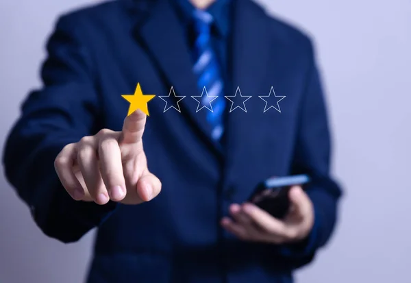 Customer Review Experience Seleção Insatisfeita Avaliações Estrela Conceito Feedback Negativo — Fotografia de Stock
