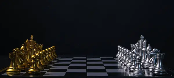 Szachy Gra Planszowa Pomyślna Konkurencja Wykorzystuje Inteligencję Wyzwanie Koncepcje Battle — Zdjęcie stockowe