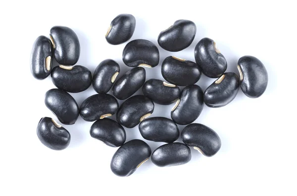セット クローズアップトップビュー生の黒豆乾燥野菜種子 白い背景に隔離された健康なベジタリアン食品 — ストック写真