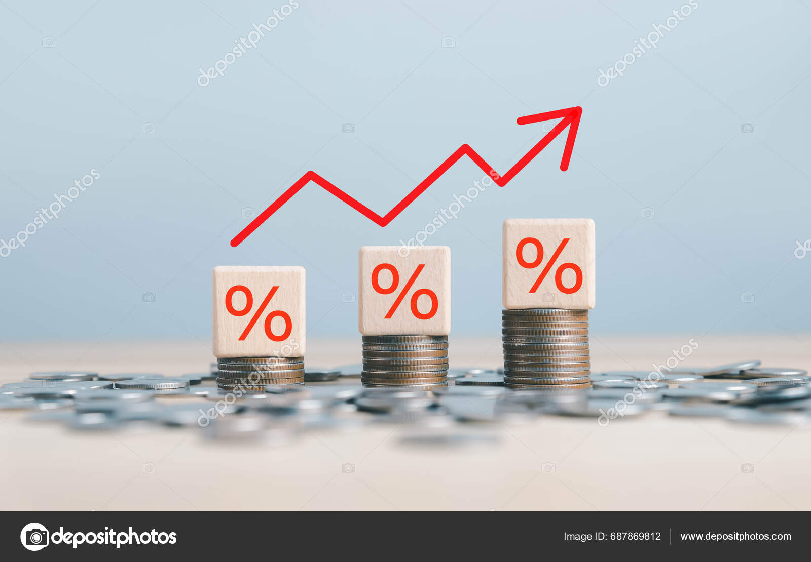 Interest House Rate Rises High Inflation Increases Banks Concept ...