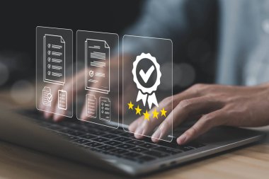 Kalite kontrol, sertifika standart izo dijital teknoloji, hizmet sistemi işi. konsept hizmet sistemi en iyi sertifika kontrolü endüstriyel, memnun müşteri, garanti süreci