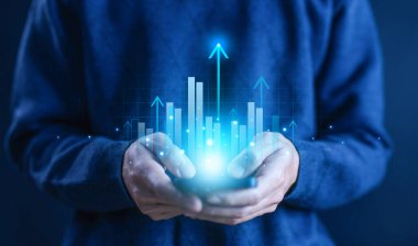 trend pazarlama dijital teknolojiyi geliştirir. Grafik grafiği borsa ekonomisi, plan stratejisi şirketleri kazancı küresel başarıya yükseltiyor. Ekonomi, finans ve yatırım. büyüme iş konsepti