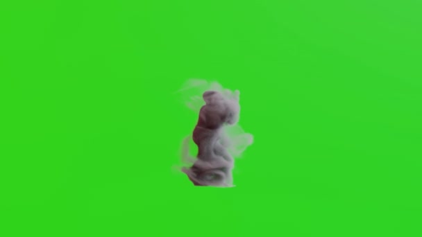 Smoke Character Dancing Green Background — Vídeo de stock