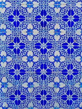 Eski Lizbon fayansları, Azulejos Portekiz Mozaik Döşeme Kusursuz Sınır Şablonu. Seramik Azulejo Biçimi