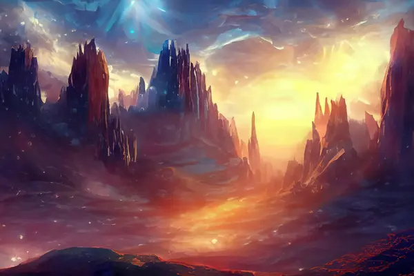 Fantasy world environment background illustration