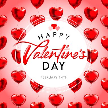 Kalp şeklinde balon ilanı. Arkaplan deseni kusursuz. Vektör çizimi. San Valentn 'de. Sevgililer Günün kutlu olsun..