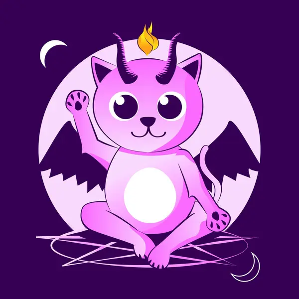 Şirin yavru kedi Baphomet çizimi 