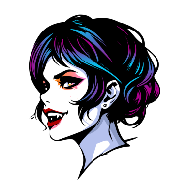 Vampir kız, güzel kadın, gece hayvanı, drakula, komik tarz, şehir tarzı. Cadılar Bayramı karakteri, gömlek tasarımı, renkli, esmer kadın, şeytan kız, gotik kız, esmer kız, şeytan kadın, gotik kadın.,