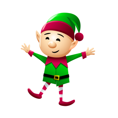 Noel elfi beyaz arka planda izole edilmiş. Cüce çizgi film karakteri. Vektör illüstrasyonu.