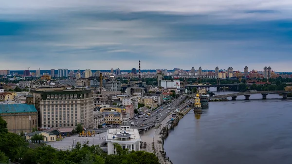 Pedestrian Bicycle Bridge Volodymyrsky Uzviz Overview Kyiv Bridge — Stock Photo, Image