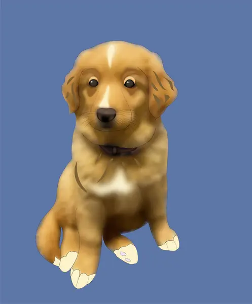 This graphic portrait of a little labrador puppy just slays with its tenderness and cuteness. Small ears, bright eyes and fluffy fur give this dog endless charm. The author skillfully conveyed a child\'s fate of joy and innocence in this image.