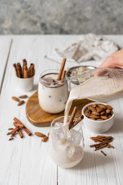 Horchata Drink Traditional Mexican Rice Based Drink Cinnamon Almonds High — Stock Photo, Image