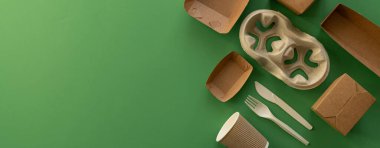 Paketleme kavramı - kağıt sanatı ambalajı seçimi, üst görünüm