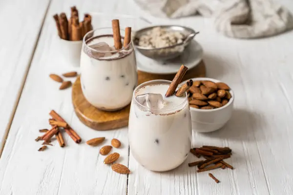 Horchata drink - traditional mexican rice based drink with cinnamon and almonds. High quality photo