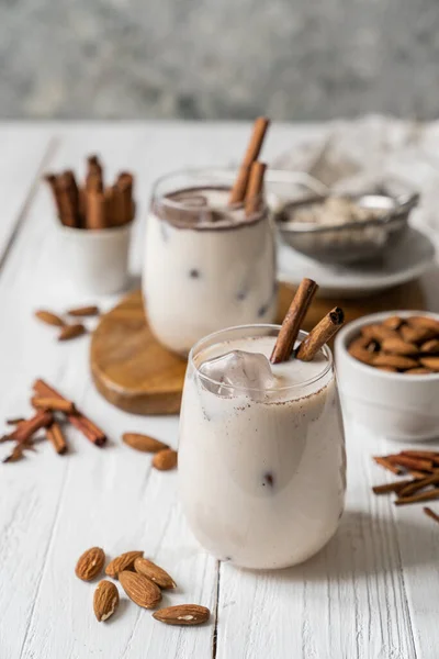 Horchata Drink Traditional Mexican Rice Based Drink Cinnamon Almonds High Stock Picture