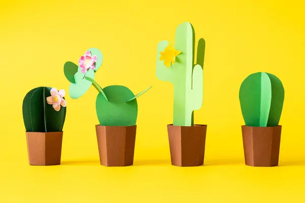 Cinco Mayo Concept Paper Craft Cactus Solid Color Background High Royalty Free Stock Images