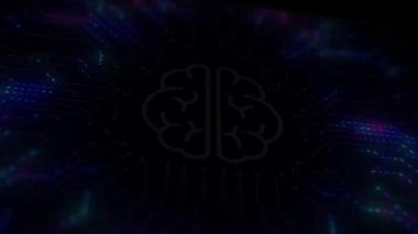 Siber güvenlik kavramı, devre arkaplan animasyonlu beyin. Yüksek kaliteli FullHD görüntüler