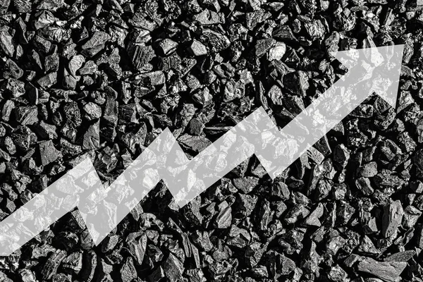 Arrow Coal Background Concept Price Growth Mining Import Export Production — Zdjęcie stockowe
