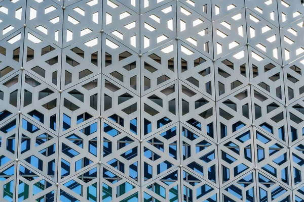 Die Textur Der Verkleidung Eines Gebäudes Aus Aluminiumblechen Mit Geschnitztem — Stockfoto