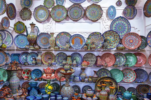 Arabic Painted Ceramic Plates Crockery Displayed Shop — Stock Photo, Image