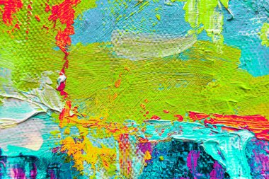 Colorful abstract oil painting art background. Texture of canvas and oil paint.