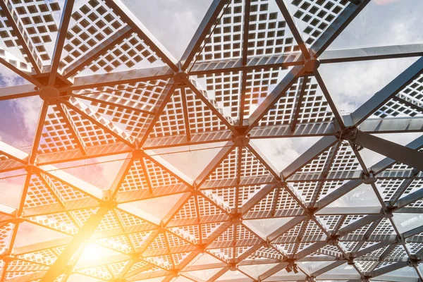 Stock image Glass metal framed roof of a modern building. Abstract architectural background.